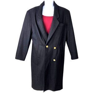 David Benjamin Collection Charcoal Vintage 80s Wool Double Breasted Long Coat 8